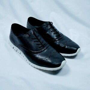 Cole‎ Haan Zerogrand Wingtip Oxford Black Leather Brogue Sneakers Womens 10B